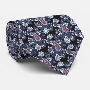Classic Navy Lila Paisley Neck Tie Slips