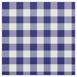 Classic Navy och White Gingham Mönster Tyg