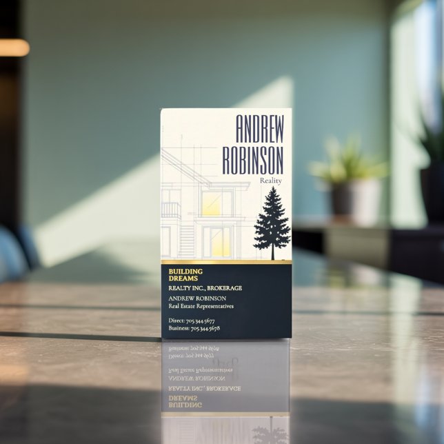 Classic Navy Open House Floor Plan Elegant Detail  Magnetiska Visitkort (Skapare uppladdad)