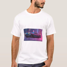 Classic Neon Noir Car in a Futuristic Night T Shirt