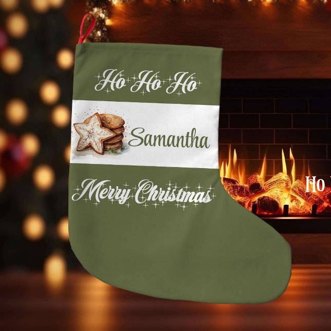 Classic neutral holiday style personalized Xmas Stor Julstrumpa (Classic neutral holiday style personalized christmas stocking

)