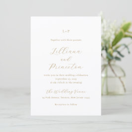 Classic Neutral Monogram Elegant Wedding Inbjudningar