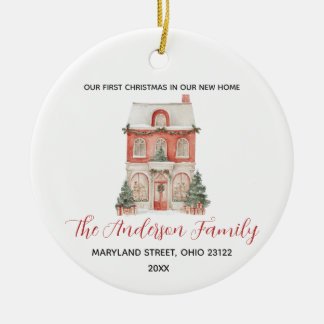 Classic New Home First Christmas Custom Family Julgransprydnad Keramik