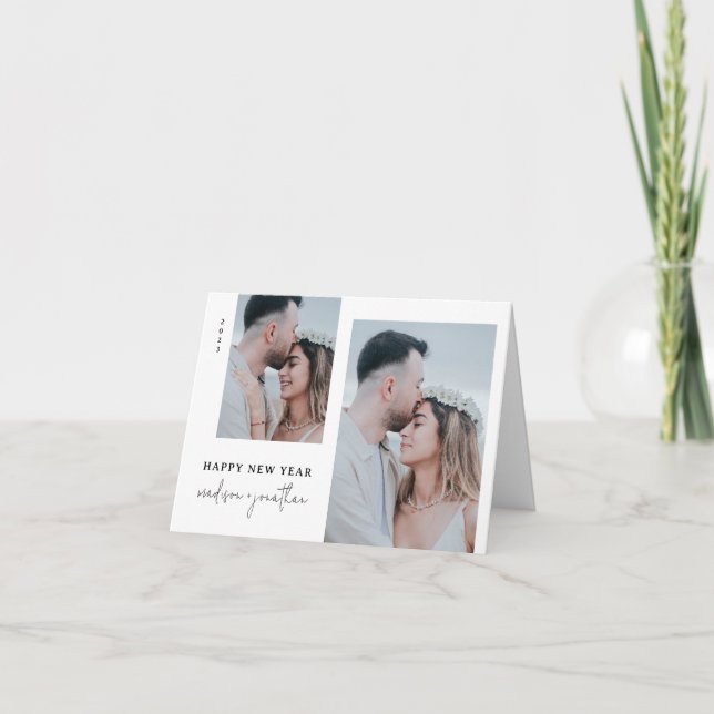 Classic New Year with Photo Folded Helgkort (Framsida)