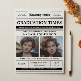 Classic Newspaper Stil 2 Photo Studentfest Inbjudningar