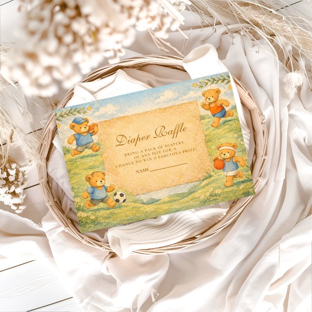Classic Nursery Sports Bears Diapper Raffle Tilläggskort (Skapare uppladdad)