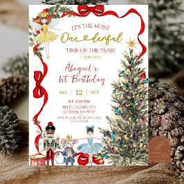 Classic Nutcracker Red Bow Coquette Birthday Inbjudningar