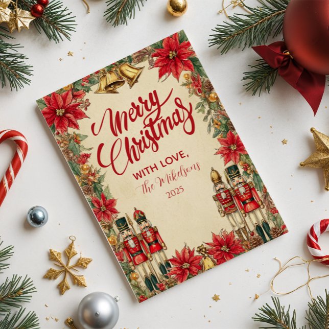 Classic Nutcracker Red och Guld Julkort (Skapare uppladdad)