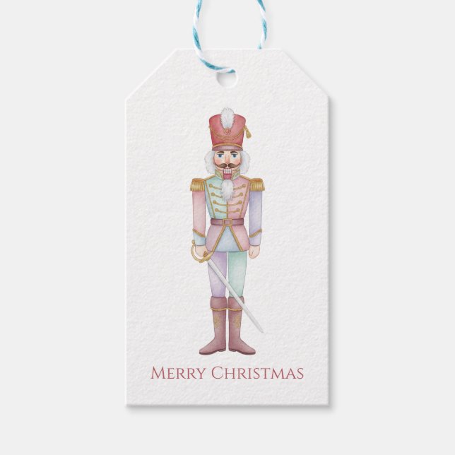 Classic Nutcracker Soldier Merry Christmas Presentetikett (Framsidan)