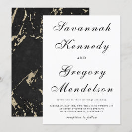 Classic och Elegant Faux Guld Marble Bröllop Inbjudningar