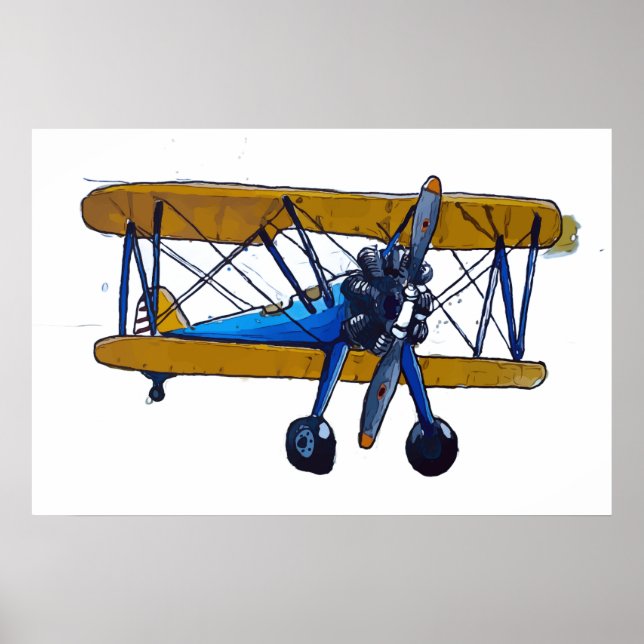 Classic old biplane with tricycle gear poster (Framsidan)
