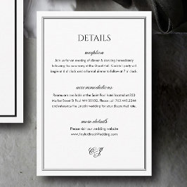 Classic Old Money Black and White Wedding Details Tilläggskort
