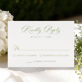 Classic Olive Green Calligraphy Wedding OSA Kort