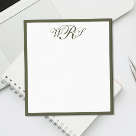 Classic Olive Green Monogram Anteckningsblock