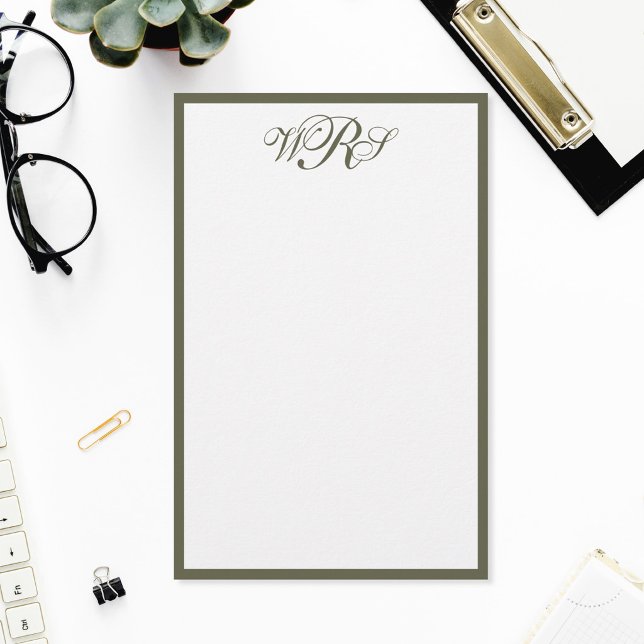 Classic Olive Green Monogram Brevpapper (Skapare uppladdad)