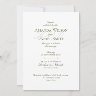 Classic Olive Wedding Invitation Inbjudningar