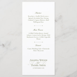 Classic Olive Wedding Menu Meny