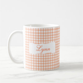 Classic Orange Gingham Personalized Name  Kaffemugg
