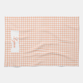 Classic Orange & White Gingham | Personalized Name Kökshandduk