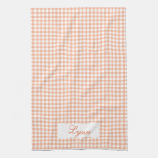 Classic Orange & White Gingham | Personalized Name Kökshandduk