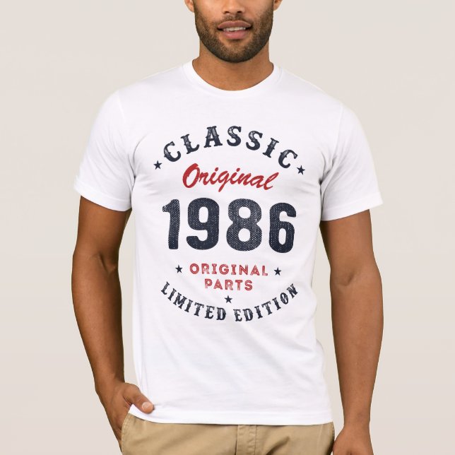 Classic Original 1986 Original Parts Birthday Gift T Shirt (Framsida)