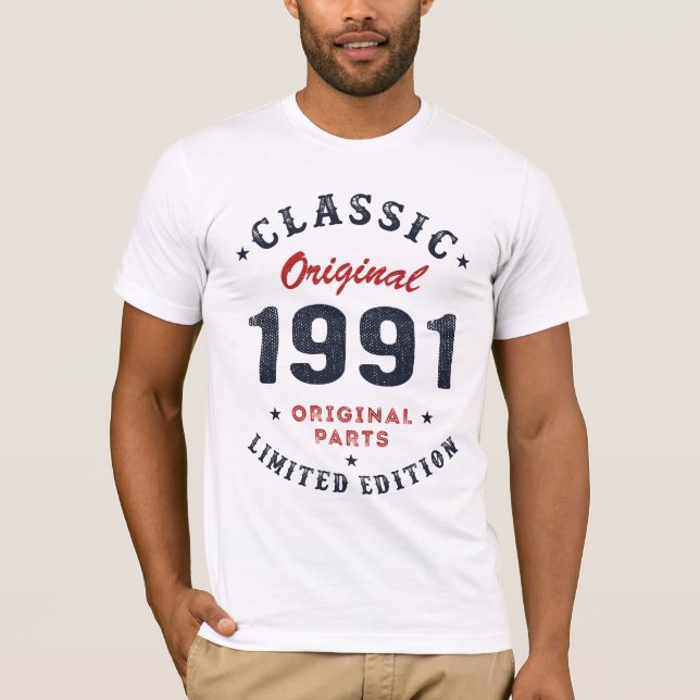 Classic Original 1991 Original Parts Birthday Gift T Shirt (Framsida)