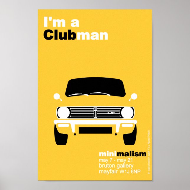 Classic Original Mini Clubman minimalist art Poster (Framsidan)