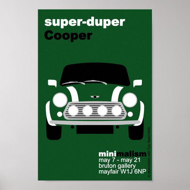 Classic Original Mini Cooper minimalist Art Poster (Framsidan)