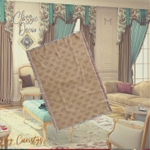 Classic Ornate Emblem Brown Taupe Linen