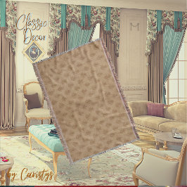 Classic Ornate Emblem Brown Taupe Linen Filt