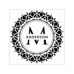 CLASSIC ORNATE MANDALA ANPASSNINGSBAR MONOGRAM FAM SJÄLVFÄRGANDE STÄMPEL