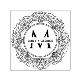 CLASSIC ORNATE MANDALA ANPASSNINGSBAR MONOGRAM FAM SJÄLVFÄRGANDE STÄMPEL