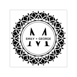 CLASSIC ORNATE MANDALA ANPASSNINGSBAR MONOGRAM FAM SJÄLVFÄRGANDE STÄMPEL