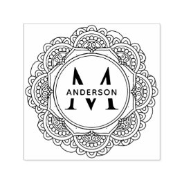 CLASSIC ORNATE MANDALA ANPASSNINGSBAR MONOGRAM FAM SJÄLVFÄRGANDE STÄMPEL