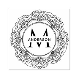 CLASSIC ORNATE MANDALA ANPASSNINGSBAR MONOGRAM FAM STÄMPEL