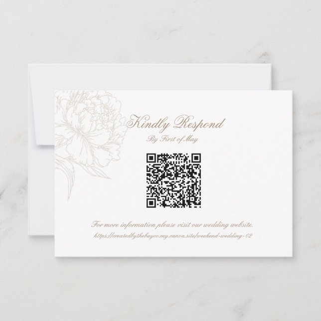 Classic Outline Floral QR code RSVP Respond Card OSA Kort (Framsida)