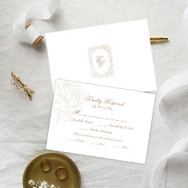 Classic Outline Floral RSVP Respond Card OSA Kort