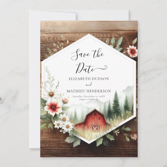 Classic Pampas Grass Barnyard Bröllop Spara Datumet (Framsida)