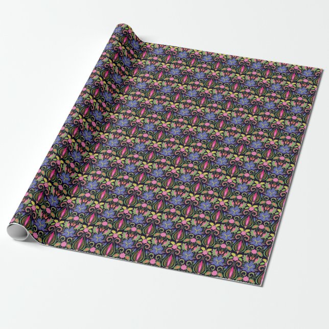 Classic Pansy: Vintage Blommigt Tapet Presentpapper (Utrullad)