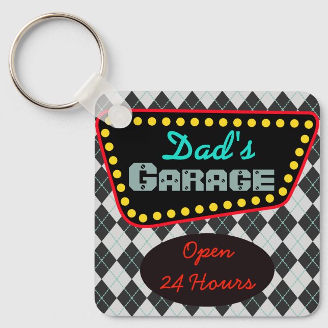 Classic Pappa Garage Keychain Gift Nyckelring (Framsida)
