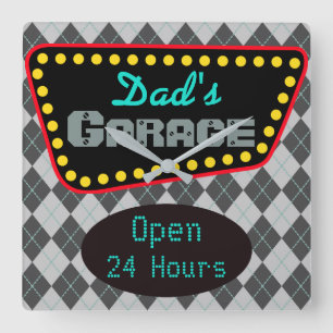 Classic Pappa Garage Wall Clock Gift Fyrkantig Klocka