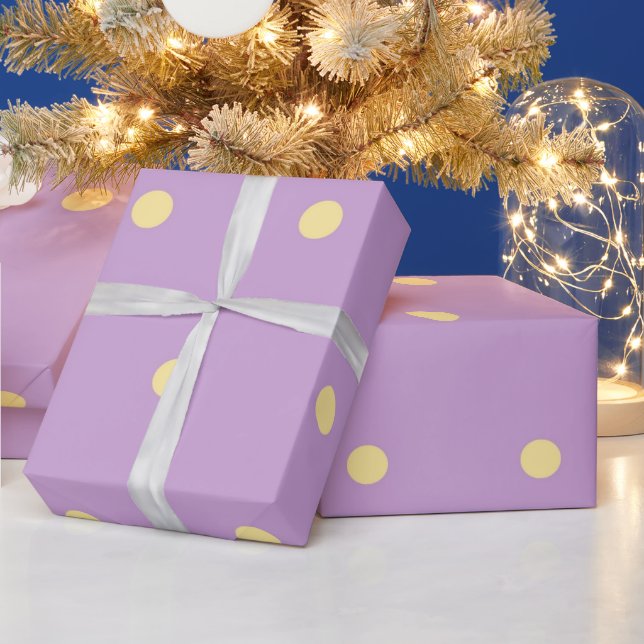 Classic Pastel Purple & Yellow Polka Dots Pattern Presentpapper (Helgdagar)