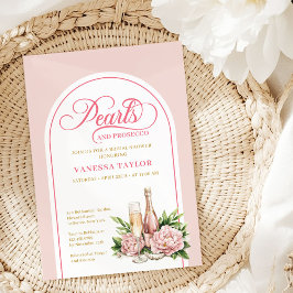 Classic pearls and prosecco bridal shower layout inbjudningar