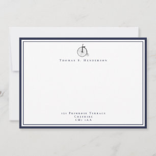 Classic Penny Farthing Navy Blue Correspondence Anteckningskort