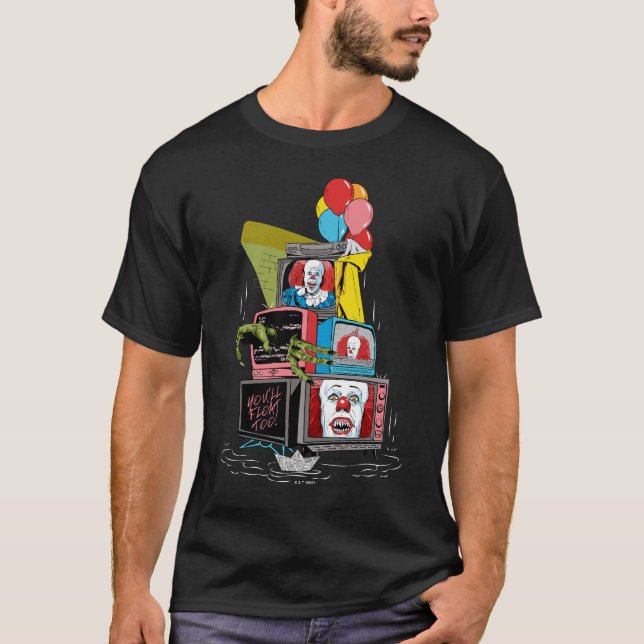 Classic Pennywise TV Stack - You'll Float Too T Shirt (Framsida)