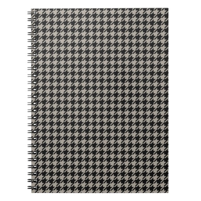 Classic Pepita Houndstooth Mönster Black Grått Anteckningsbok (Framsidan)