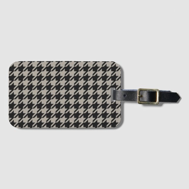 Classic Pepita Houndstooth Mönster Black Grått Bagagebricka (Framsida horisontal)