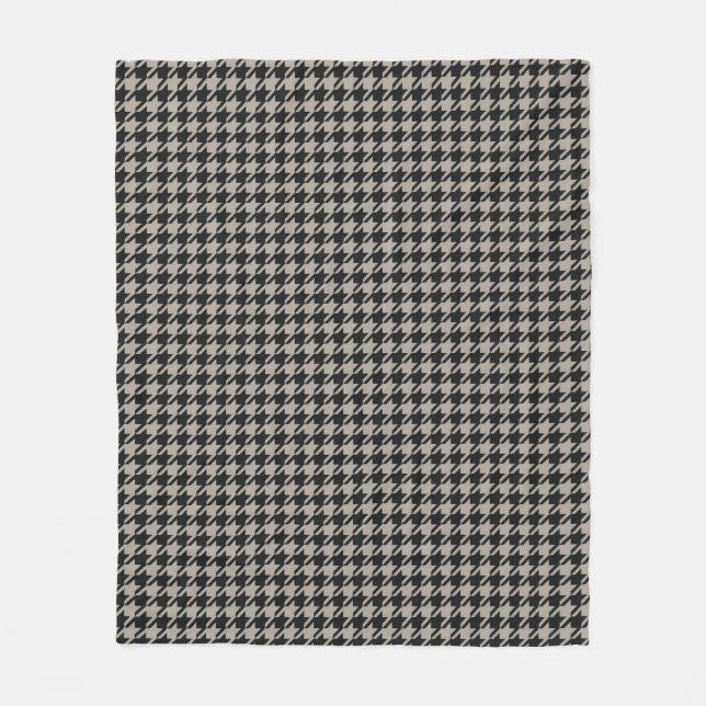 Classic Pepita Houndstooth Mönster Black Grått Fleecefilt (Framsidan)