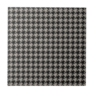 Classic Pepita Houndstooth Mönster Black Grått Kakelplatta