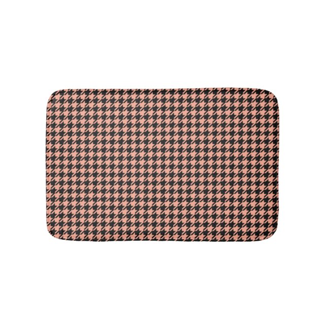 Classic Pepita Houndstooth Mönster Black Peach Badrumsmatta (Framsidan)